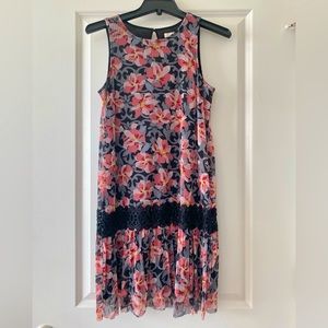 NWOT Women’s LOFT Black Pink Floral Sleeveless Dress - size 0
